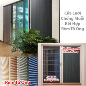Rèm tổ ong xếp xích tiên tiến 17 7 cua luoi chong muoi ket hop rem to ong